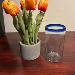 Blue Rim Glass Vase